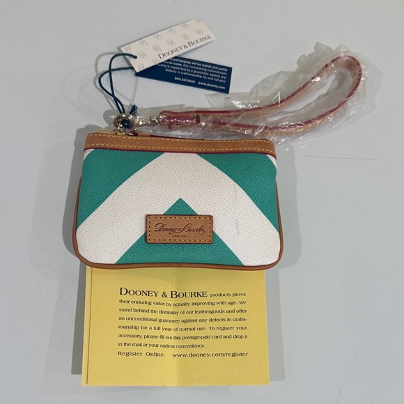 Dooney & Bourke Handbags - Dooney & Bourke Green and White Wristlet Dooney & Bourke pouch wallet